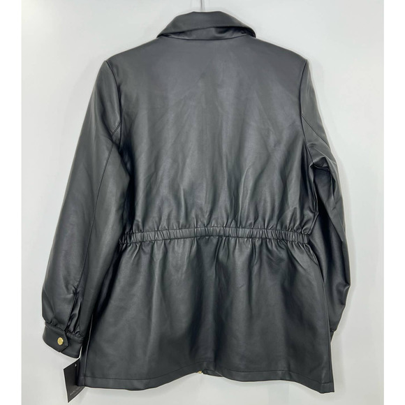 NWT Marc New York Black Full Zip Faux Leather Jacket Elastic Waist Size Medium - Picture 5 of 5